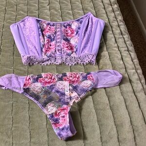 Victoria secret intimate purple floral set NWT size XL